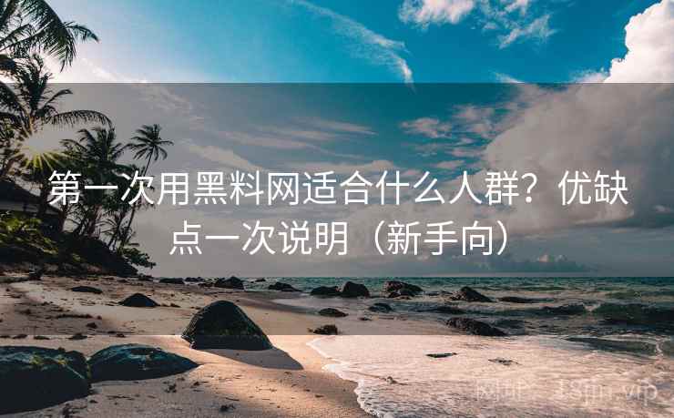 第一次用黑料网适合什么人群？优缺点一次说明（新手向）