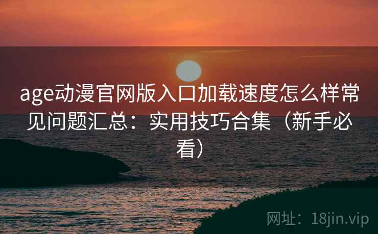 age动漫官网版入口加载速度怎么样常见问题汇总：实用技巧合集（新手必看）